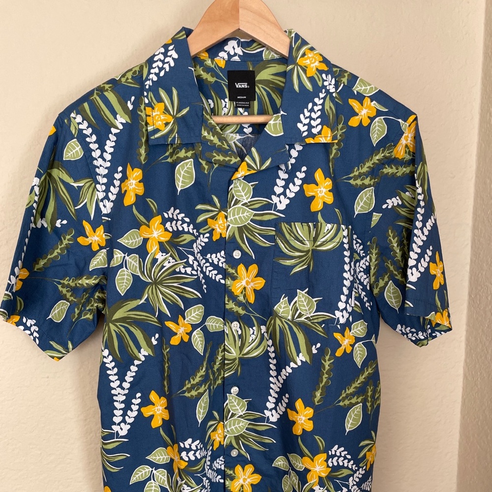 Vans Hawaiian shirt Anaheim factory blue